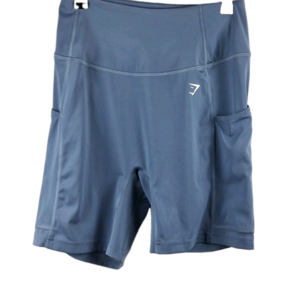 Gymshark Women's Blue High Waisted Pocket Shorts Size M Running Athletics